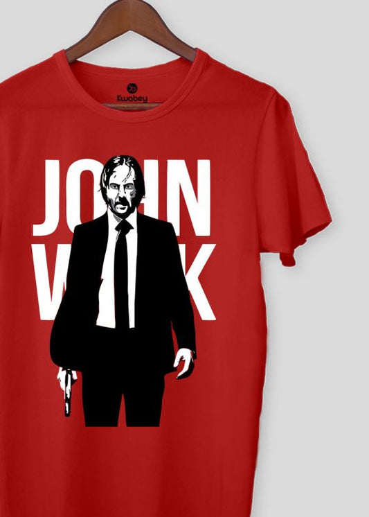 John Vick Red Half Sleeve T-shirt For Men