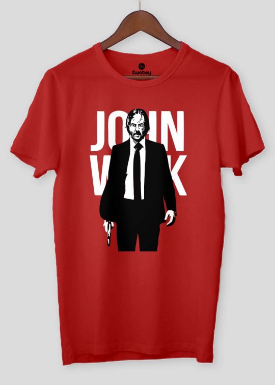 John Vick Red Half Sleeve T-shirt For Men