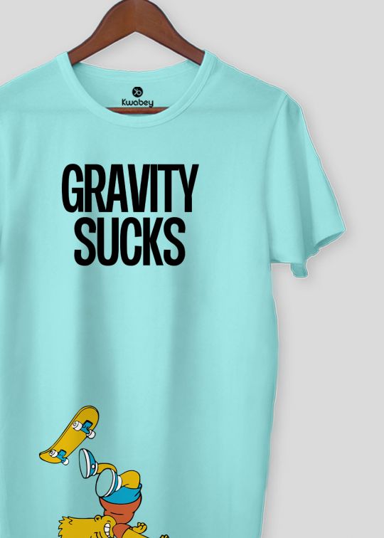 Gravity Sucks Aqua Half Sleeve T-shirt For Men