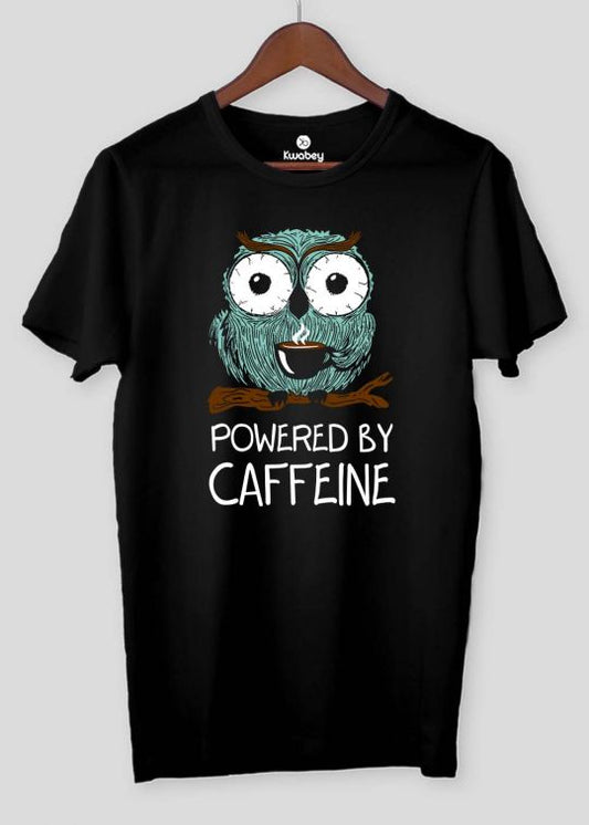 Powered By Caffeine Black Half Sleeve T-shirt For Men