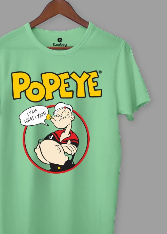 Popeye Mint Green Half Sleeve T-shirt For Men