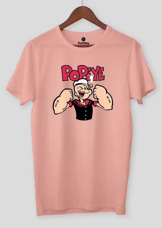 Popeye Pastel Pink Half Sleeve T-shirt For Men