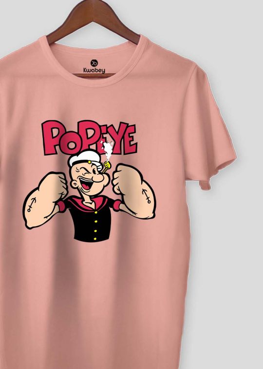 Popeye Pastel Pink Half Sleeve T-shirt For Men