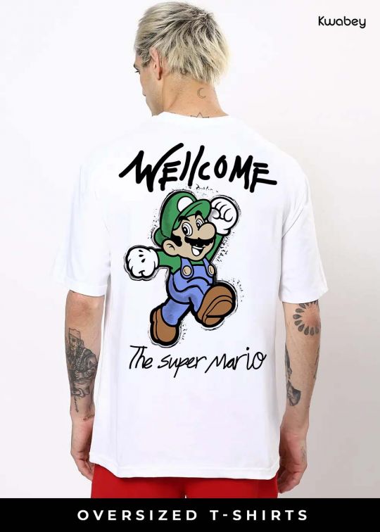 The Super mario White Oversized T-Shirt For Men