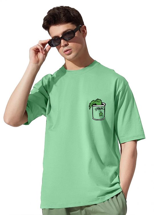 Popeye Spanich Mint Green Oversized T-Shirt For Men