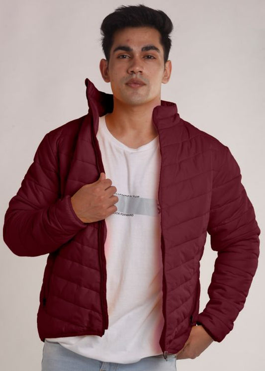 Maroon Puffer Jacket For Men