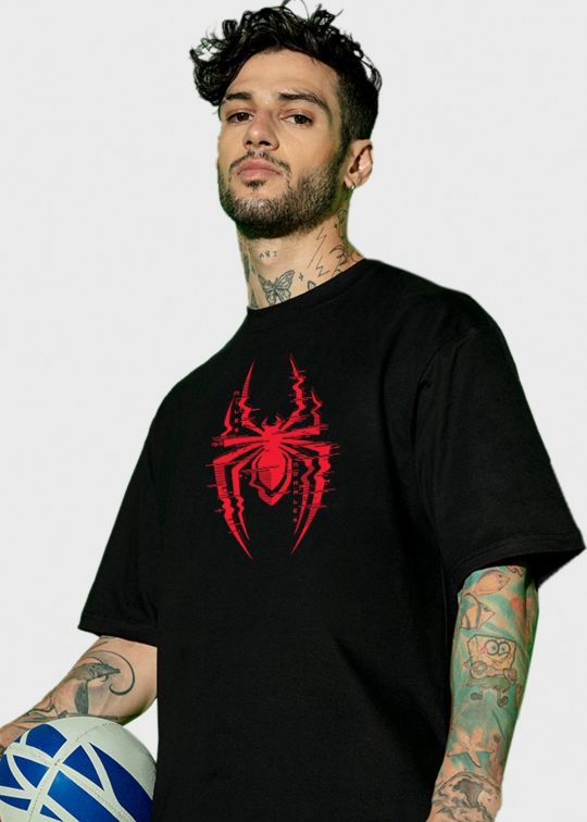 Spiderweb Black Oversized T-Shirt For Men