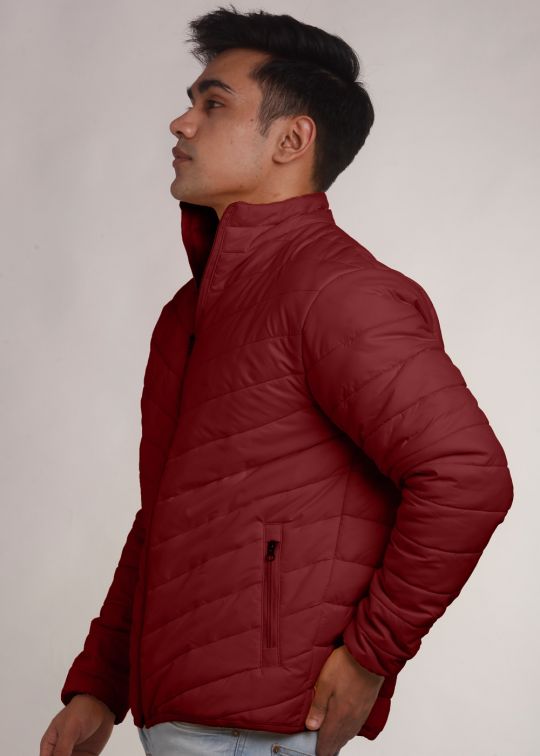 Maroon Puffer Jacket For Men