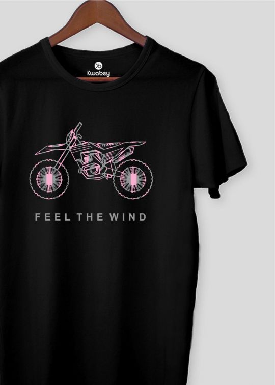 Feel The Wind Black Half Sleeve T-shirt For Men