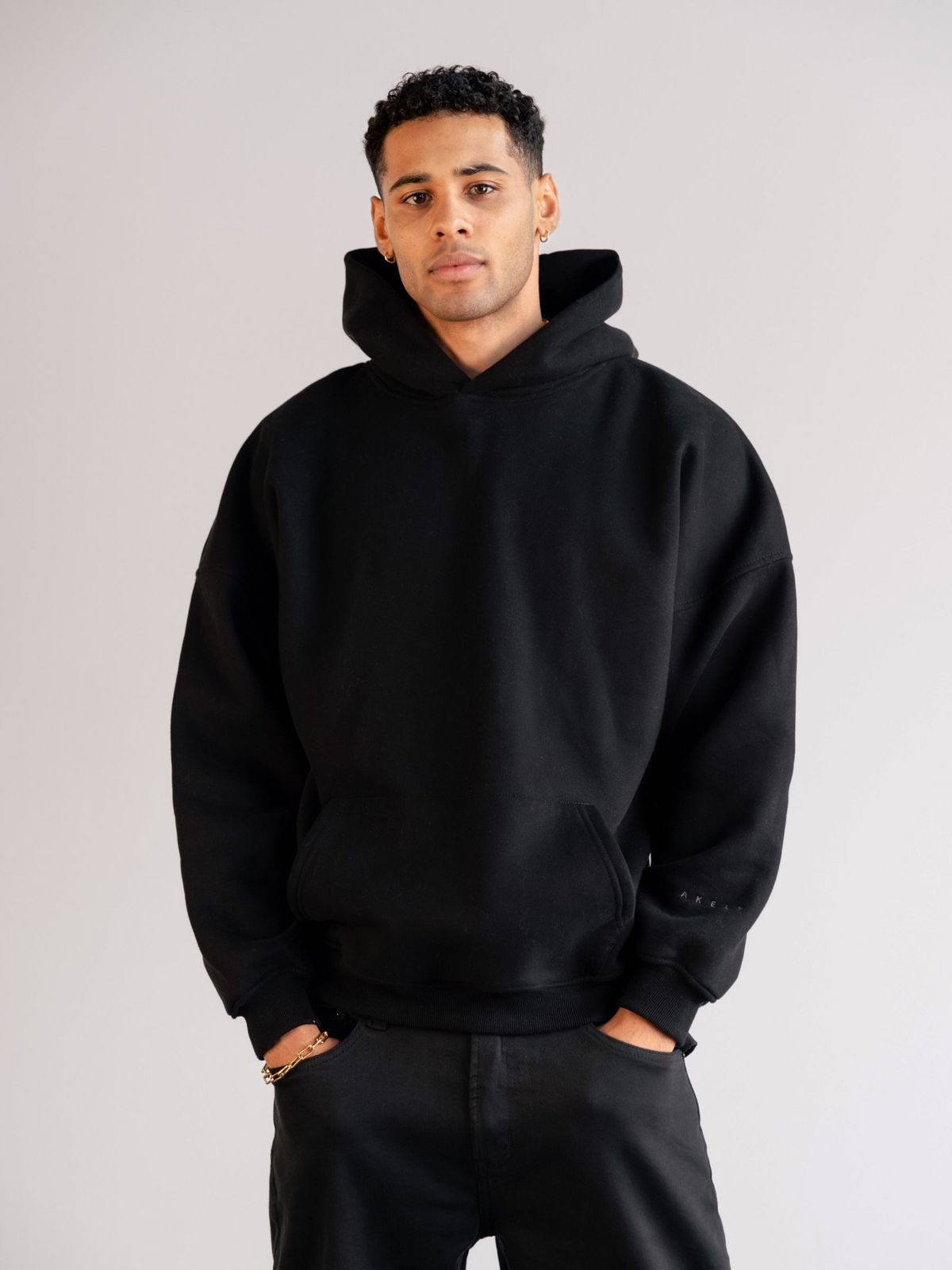 Black Plain Regular Hoodie