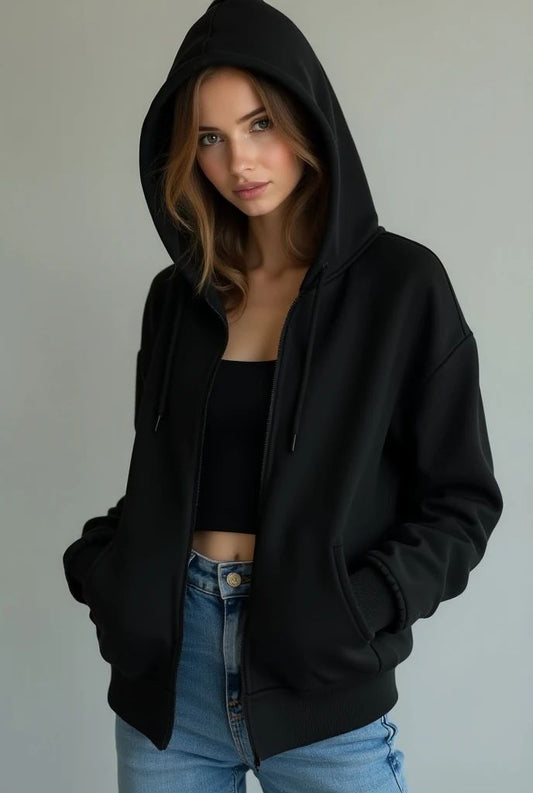 Loose Fit Zip-through hoodie For Girl