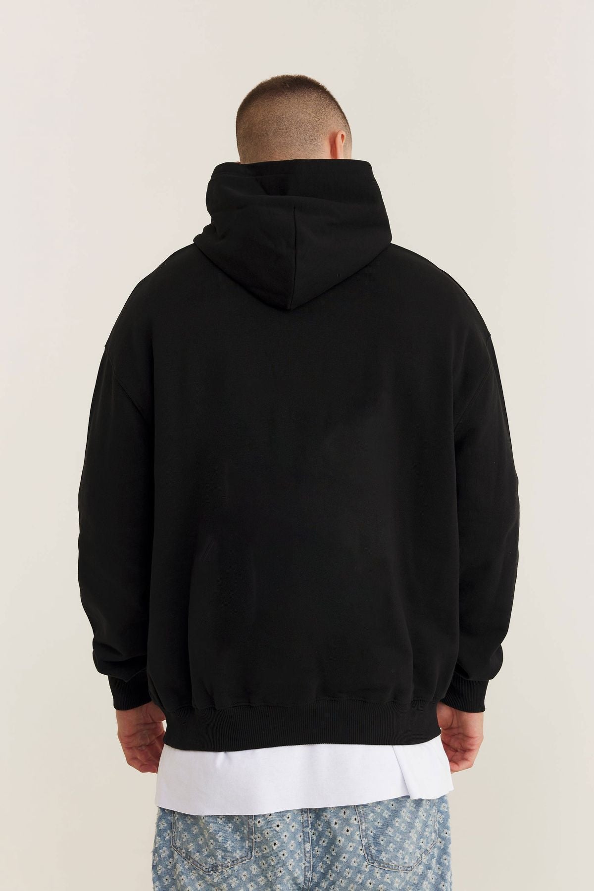Black Plain Regular Hoodie