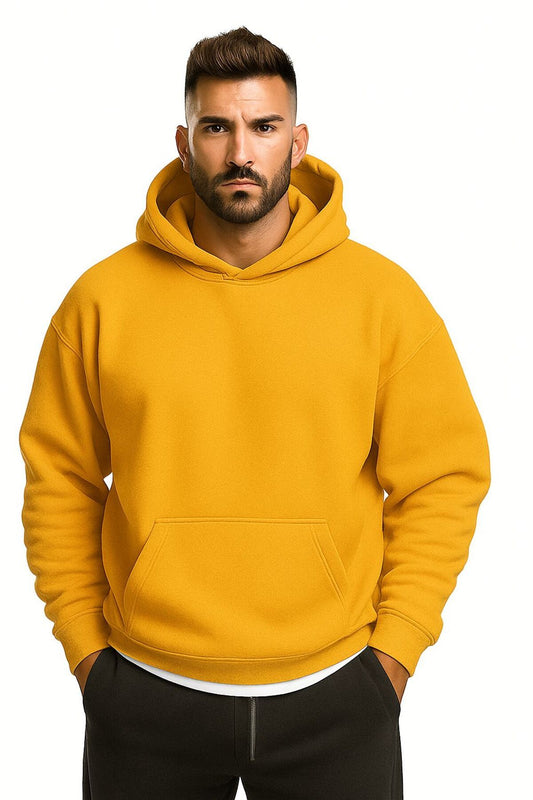 Yellow Plain Regular Hoodie