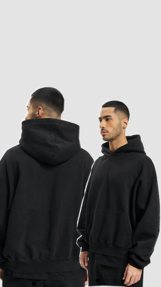 Black Plain Regular Hoodie