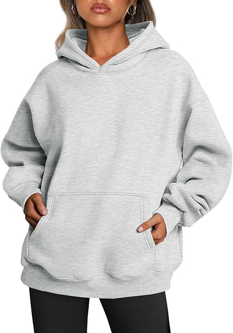 Light grey marl Plain Regular Hoodie For Girl