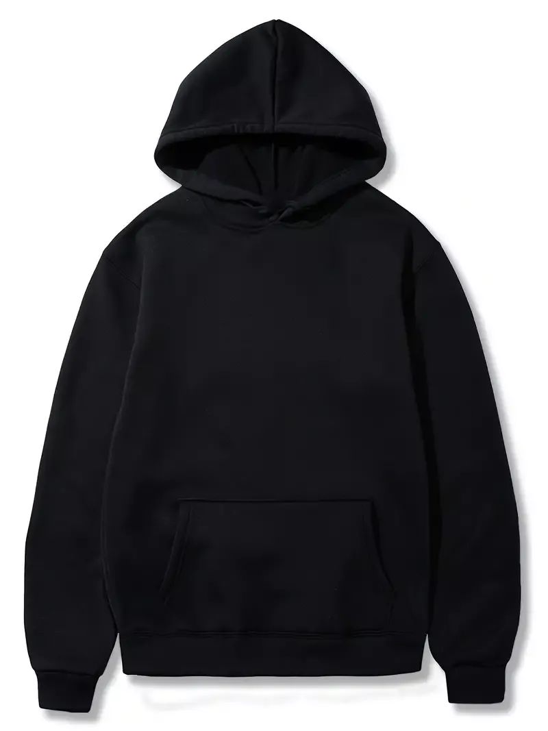 Black Plain Regular Hoodie For Girl