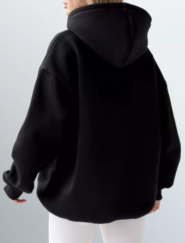 Black Plain Regular Hoodie For Girl