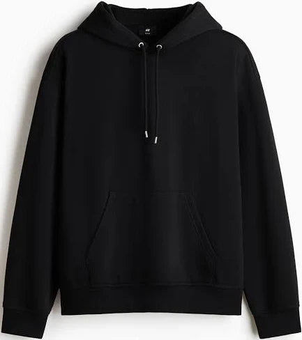 Black Plain Regular Hoodie
